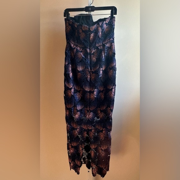 NWT Milly Kait Metallic Ombre Strapless Tulip Dress 8 Navy Blue Copper Lace - Picture 5 of 11